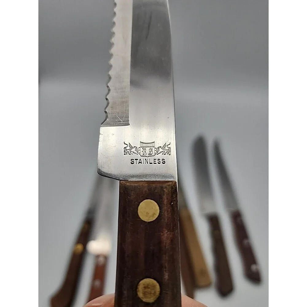 Vintage Kitchen Knives with Wood Handles Various Makers Lot Of 7 Knives